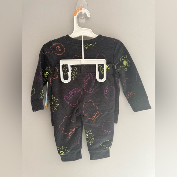 Cat&Jack Halloween Monsters Spooky Matching Set Kids SZ 12M Grey Fleece Lined - Picture 5 of 5
